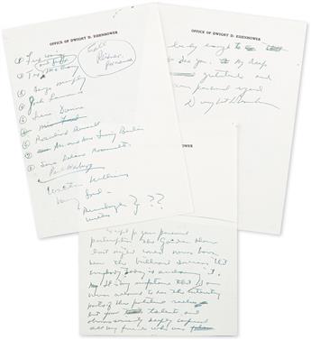 EISENHOWER, DWIGHT D. Autograph Letter Signed, to several celebrity supporters,